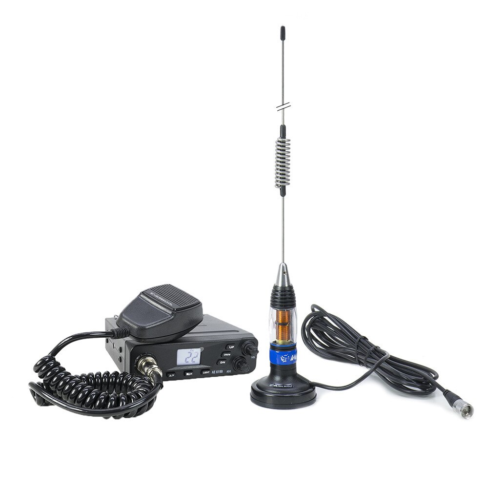 Kit Statie radio CB Albrecht AE 6199 ASQ + Antena CB Midland LC59 cu magnet